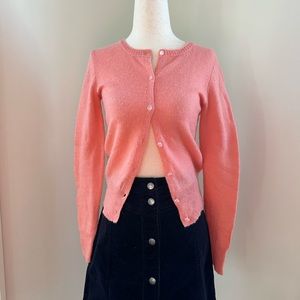 JCREW FACTORY Alpaca Wool Blend Crewneck Cardigan w/ Faux Crystal Buttons